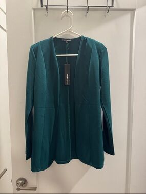 Fashion Nova Teal Open-Front Blazer Jacket